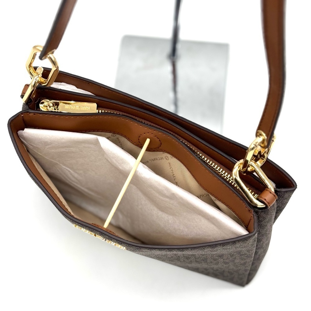 Michael Kors Trisha Triple Compartment Crossbody Bag & Bifold Zip Chain Wallet - Picture 7 of 13